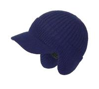 Epsoco Cappelli invernali da uomo con paraorecchie fuzzy foderato in pile cappello Beanie con visiera cappello caldo all'aperto caccia cappelli da baseball, Blu navy, Taglia unica