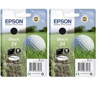 Epson 34 Serie Pallina da Golf, Cartuccia Originale Getto d'Inchiostro DURABrite Ultra, Formato Standard, Nero (Confezione da 2)