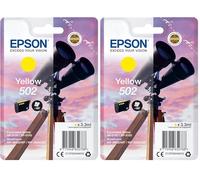 Epson 502 Serie Binocolo, Cartuccia originale getto d'inchiostro, Formato Standard, Giallo (Confezione da 2)