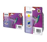 Epson C13T08074021 Cartuccia D'Inchiostro, 6 Pezzi & T080 Serie Colibri Cartuccia Originale Getto D'Inchiostro Claria Photographic, Formato Standard, Giallo