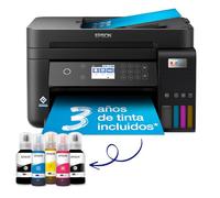 Epson EcoTank ET-3850 Stampante Multifunzione A4, Serbatoi Ricaricabili Alta Capacità, 5 Flaconi Inclusi pari a 14000pag B/N 5200pag Colore, Display LCD, Wi-Fi/Direct