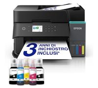 Epson EcoTank ET-3850 Stampante Multifunzione A4, Serbatoi Ricaricabili Alta Capacità, 5 Flaconi Inclusi pari a 14000pag B/N 5200pag Colore, Display LCD, Wi-Fi/Direct