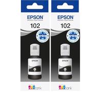 Epson EcoTank, Serie 102, Flacone Inchiostro per Stampanti EcoTank, Single Pack 1 Colore (Nero), 127 ml, Inchiostri Dye e Pigmentati (Confezione da 2)