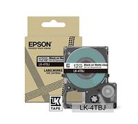 Epson Labelworks LK-4TBJ Cartuccia a nastro per etichettatura compatibile con Epson LabelWorks LW-C610 e LW-C410 Trasparente opaco/Nero 12mm
