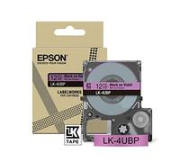 Epson Labelworks LK-4UBP Cartuccia a nastro per etichettatura compatibile con Epson LabelWorks LW-C610 e LW-C410 Viola/Nero 12mm