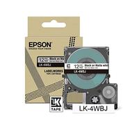 Epson Labelworks LK-4WBJ Cartuccia a nastro per etichettatura compatibile con Epson LabelWorks LW-C610 e LW-C410 Bianco opaco/nero 12mm