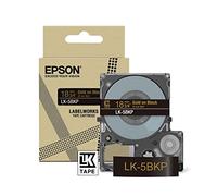 Epson Labelworks LK-5BKP Cartuccia a nastro per etichettatura compatibile con Epson LabelWorks LW-C610 e LW-C410 Nero metallizzato/Oro 18mm