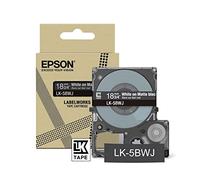 Epson Labelworks LK-5BWJ Cartuccia a nastro per etichettatura compatibile con Epson LabelWorks LW-C610 e LW-C410 Nero opaco/Bianco 18mm