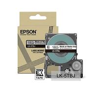 Epson Labelworks LK-5TBJ Cartuccia a nastro per etichettatura compatibile con Epson LabelWorks LW-C610 e LW-C410 Trasparente opaco/Nero 18mm