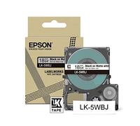 Epson Labelworks LK-5WBJ Cartuccia a nastro per etichettatura compatibile con Epson LabelWorks LW-C610 e LW-C410 Bianco opaco/nero 18mm