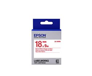 Epson Nastro fondo Standard Bianco per testo Rosso 18/9 LK-5WRN