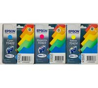 EPSON T0422/T0423/T0424 ORIGINALE CIANO/MAGENTA/GIALLO STYLUS C82/CX5200/CX5400