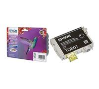 Epson T080 Serie Colibri, Cartuccia Originale Getto D'Inchiostro Claria Photographic, Formato Standard & T0801 Cartuccia D'Inchiostro, Colore Nero