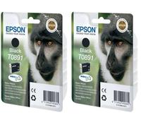 Epson T089 Serie Scimmia, Cartuccia Originale Getto d'Inchiostro DURABrite Ultra, Formato Standard, Nero (Confezione da 2)