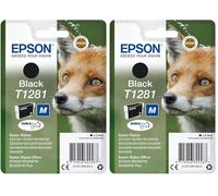 Epson T1281 Serie Volpe, Cartuccia Originale Getto d'Inchiostro DURABrite Ultra, Imballaggio Standard, Nero (Confezione da 2)