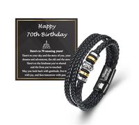 EPVID Braccialetto con incisione per 21° 30°-70° compleanno, regalo per lui, regalo di compleanno da uomo per figlio, nipote, fratello, papà, zio, nonno, One Size, Pelle, Non pietra preziosa