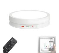 EpyGnom Piatto Girevole con Luci LED e Telecomando Alimentazione USB Base Rotante Elettrica Piattaforma Girevole per Modellismo Fotografia e Video Ottimale e Content Creator White-32cm