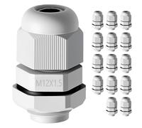 EPYINS 15 Pezzi Pressacavi Elettrici Impermeabili IP68,Cavi da Ø 3-6.5mm,Passacavi a Tenuta Stagna con Ghiera,Filettatura M12,per Scatola di Derivazione, Quadro Elettrico Esterna