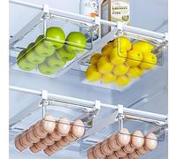 Epzia 2 PEZZO organizer per cassetti per frigorifero, ripiano estraibile per uova, frutta, verdura, frutti di mare, adatto per frigoriferi sotto 1,5 cm, adatto per frigorifero da 30 a 45 cm