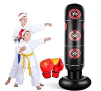 EQARD Sacco da Boxe Bambini con Guantoni da Boxe 160cm Sacchi da Boxe da Terra Gonfiabile Pungiball Regali per Bambini e Bambine dai 3 ai 12 Anni per Praticare Karate Taekwondo MMA (Nero)