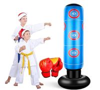 EQARD Sacco da Boxe Bambini con Guantoni da Boxe 160cm Sacchi da Boxe da Terra Gonfiabile Pungiball Regali per Bambini e Bambine dai 3 ai 12 Anni per Praticare Karate Taekwondo MMA (Blu)