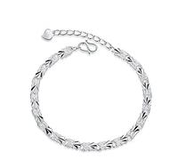 EQEQE Bracciali da Donna, Bracciale in Argento, Bracciale da Donna in Argento 925. Squisito Braccialetto a Forma di Fiore di Vite Intagliato in Argento