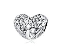 EQEQE Ciondolo in argento sterling, perline for bracciale, bracciale fai da te da donna in argento sterling 925 con perline for bracciale a forma di cuore con scritta Madre e figlio.