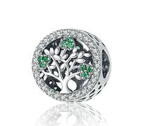 EQEQE Ciondolo in argento sterling, perline for bracciale, ciondolo for collana in argento sterling 925, perline for bracciale, albero cavo, zircone verde, pianta