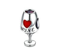EQEQE Ciondolo in argento sterling, perline for bracciale, ciondolo for collana in argento sterling 925, perline for bracciale, calice da vino rosso a forma di cuore
