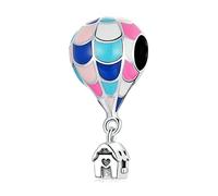 EQEQE Ciondolo in argento sterling, perline for bracciale, ciondolo for collana in argento sterling 925 con perline for bracciale, fantasia arcobaleno, mongolfiera