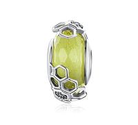 EQEQE Ciondolo in argento sterling, perline for bracciale, ciondolo for collana in argento sterling 925, perline for bracciale, perlina in vetro a nido d'ape gialla