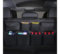 EQHCVCES Organizer Bagagliaio Auto per Jeep Compass 2021-2023, Appendibile Sedile Baule Portaoggetti Tasca Stoccaggio Interni Accessori,Leather-Black