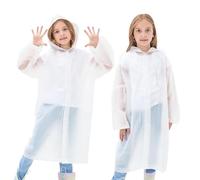 EQLEF 2 Pcs Kids Poncho Impermeabile, Riutilizzabile Raincoat Per Bambini Con Cappuccio Per Ragazzi e Ragazze Leggero EVA Rain Poncho Per Il Festival Scolastico Camping e Attività All'Aperto (Bianco)