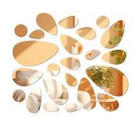 EQLEF Adesivo Specchio Set forma di ciottoli, adesivo decorativo smontabile acrilico fai da te a nastro per soggiorno camera da letto (24 pezzi)