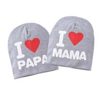 EQLEF Cappello Beanie da Bambino Cappello Caldo Beanie Lavorato a Maglia, Cappello Carino per Neonato Neonate da 0.5 a 2.5 Anni, I Love Mama/Papa Baby Hat Confezione da 2 (Grigio)