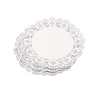Eqlef®, centrini di carta con bordo in pizzo, diametro 16,5 cm, per feste e matrimoni, confezione da 150 pezzi., White, Rotondo