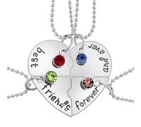 EQLEF Collana Amicizia Lega d'Argento -può Essere Heart-haped -Esame Scritto Lettere Migliori Amici secoli dei secoli - 4 PCS