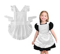 EQLEF Grembiuolo bianco Bambini, Costume di cameriera per ragazze Grembiuolo retro bianco frilly per bambino Vestire i costumi Giorno mondiale del libro Halloween Cucina festa Abito fantastico