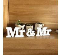 EQLEF Mr & Mr Letters, Mr e Mr Lettere in Legno Segno Gay Wedding Table Decoration Gift for Gay Couples