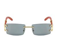 EQNSMDTGZ Occhiali da Sole da Donna Occhiali da sole retrò con gambe in finto legno e diamanti Personalizzato Vintage(verde)