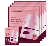EQQUALBERRY Collagen Pore-Tight Up Mask - PDRN & Low Molecular Collagen for Pore Minimizing and Firming | Korean Collagen Face Mask for Glass Skin | Glow House Used, 4 fogli, 30 g