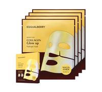 EQQUALBERRY Maschera di lucentezza al collagene - Niacinamide e collagene a basso peso molecolare per una carnagione brillante e radiosa | Maschera coreana al collagene per una pelle di vetro, 4 fogli