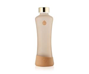 EQUA Squeeze - Bottiglia di vetro 550 ml, riutilizzabile, a prova di perdite, senza BPA, smerigliato, fondo in silicone, cannella, Cinnamon
