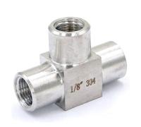 Equal 1/8" Female Threaded Tee 3 Way 304 Stainless Steel Pipe Fitting Connector Adapter Max Pressure 2.5 Mpa
