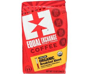 Equal Exchange Organic Coffee, Breakfast Blend, Whole Bean, 12-Ounce Bag