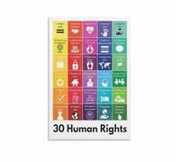 Equality and Dignity Poster Universal Human Rights Chart Inspiring Canvas Wall Art for Classroom Community Center Decor(Framed,16x24inch(40x60cm))