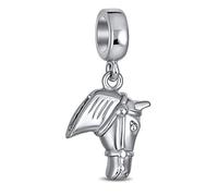Equestre Occidentale Cowgirl Cavallo Pendenti Goccia Perle Per Donne Adolescenti .925 Argento Ossidato Adatto Bracciale Europeo