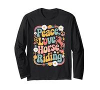 Equestrian 60s 70s Hippie Retro Pace Amore Equitazione Maglia a Manica