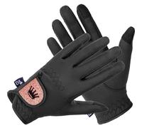 Equestrian Queen - Guanti funzionali da equitazione da donna con compatibilità touchscreen, grip antiscivolo e design elegante - Perfetto per l'equitazione - Bali (nero/oro rosa, S)