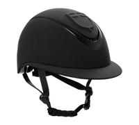 Equestro Casco da Equitazione Professionale, Nero, Design Ventilato con Visiera e Cinturino Regolabile, per Sport Equestri (L (58-60 CM))